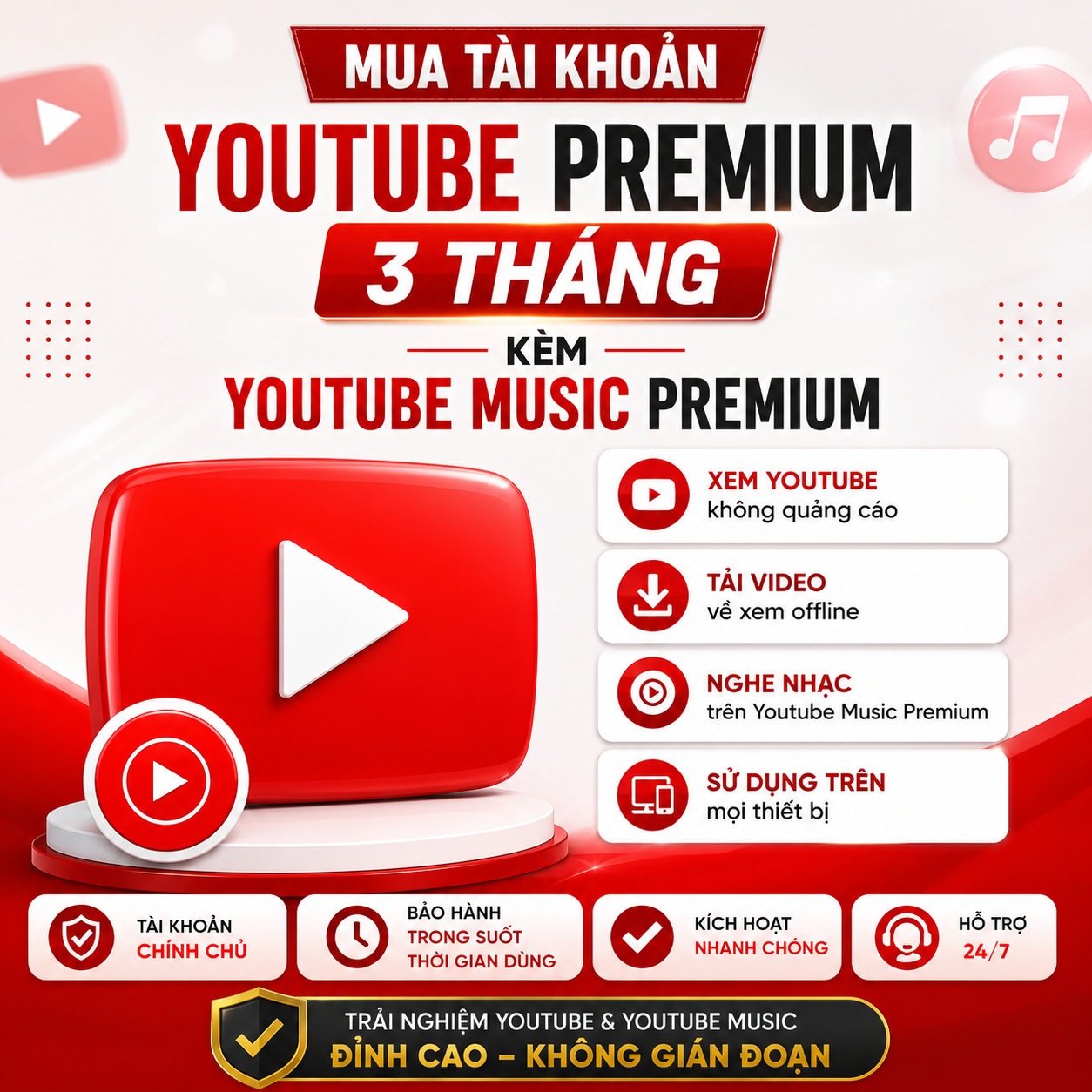 Mua Youtube Premium 3 tháng