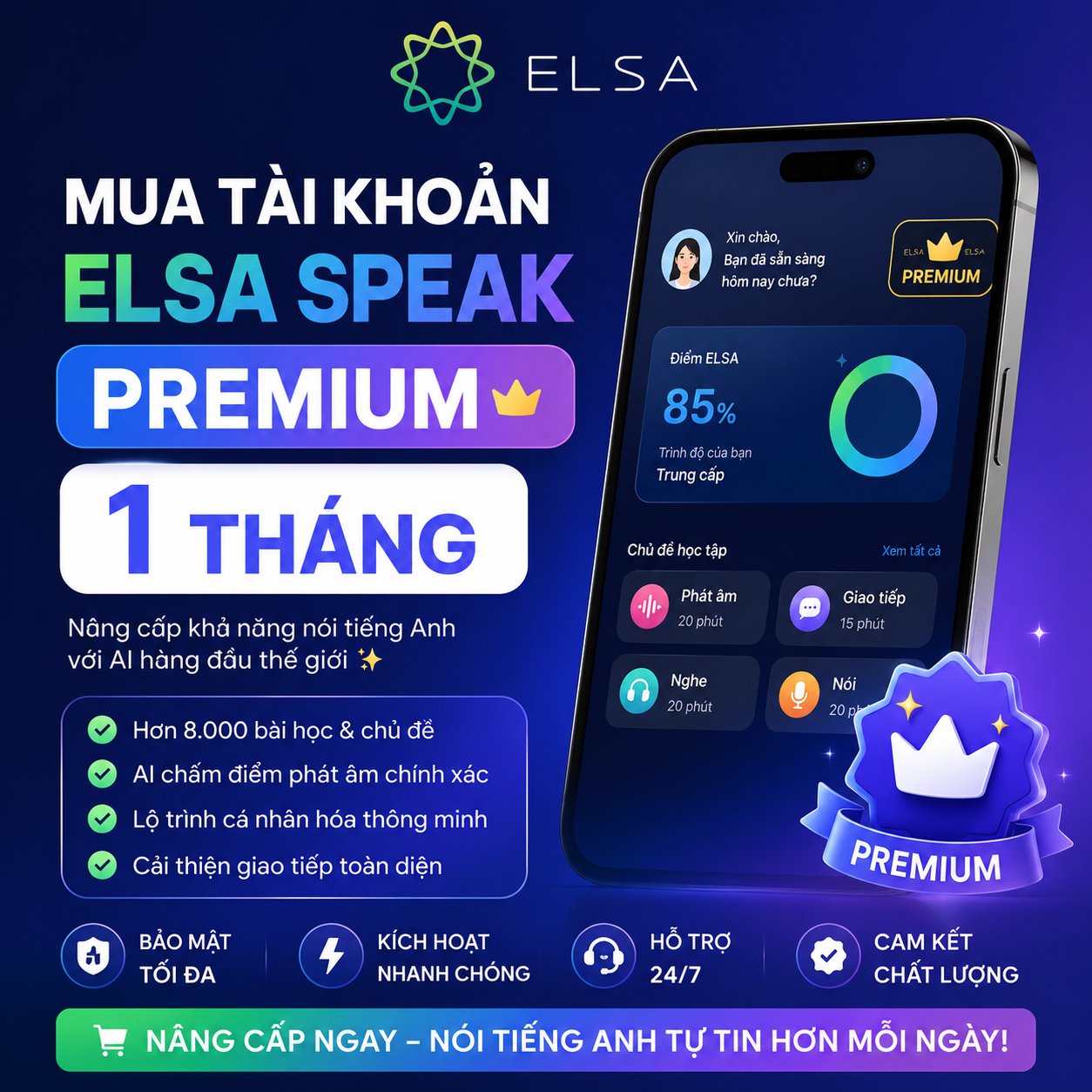 Mua tài khoản ELSA Premium 1 tháng