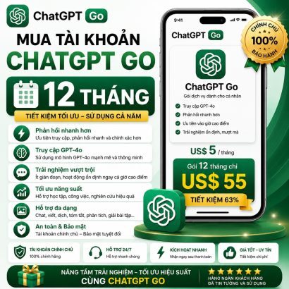 Mua tài khoản ChatGPT Go 12 tháng