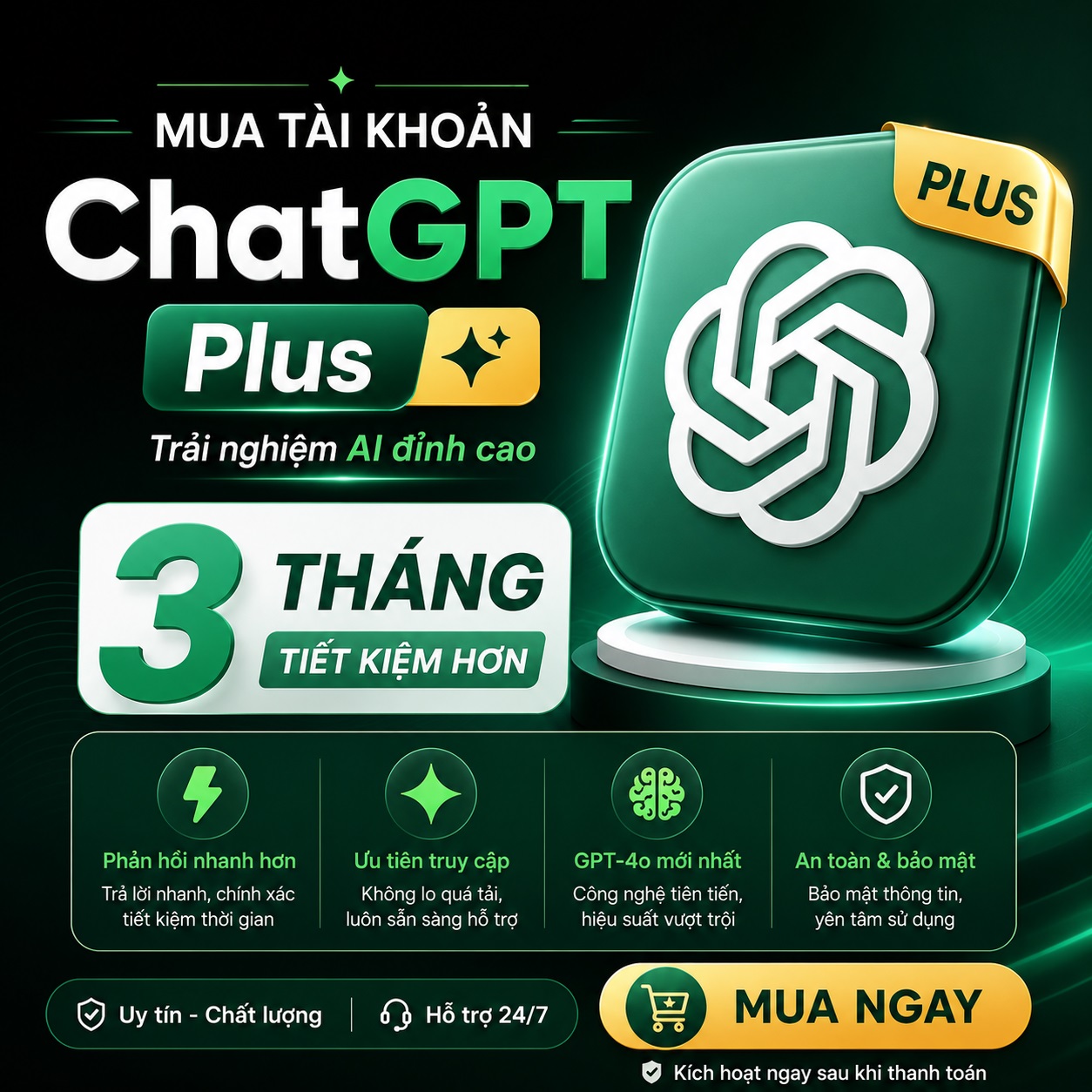 Mua tài khoản ChatGPT Plus 3 tháng