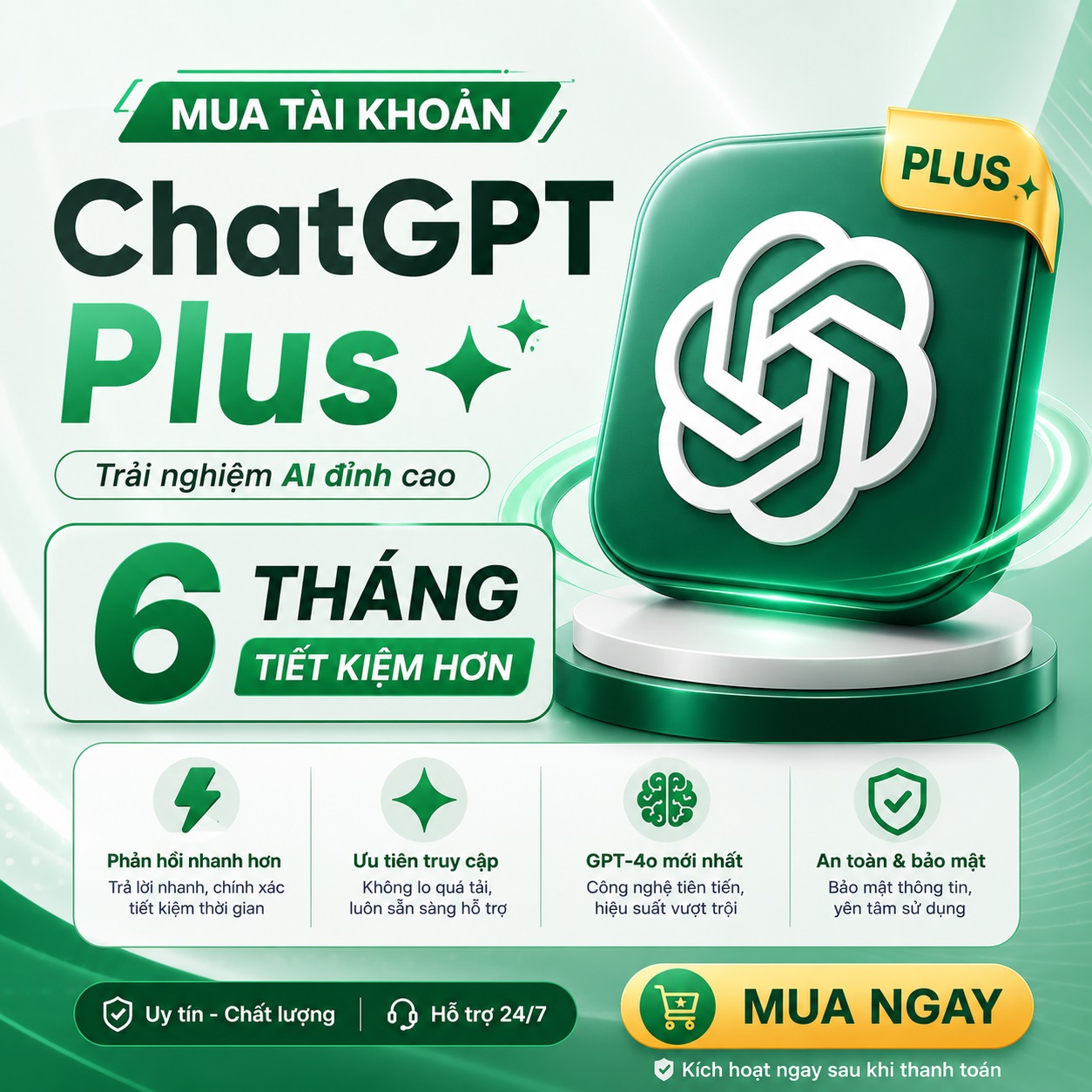 Mua tài khoản ChatGPT Plus 6 tháng