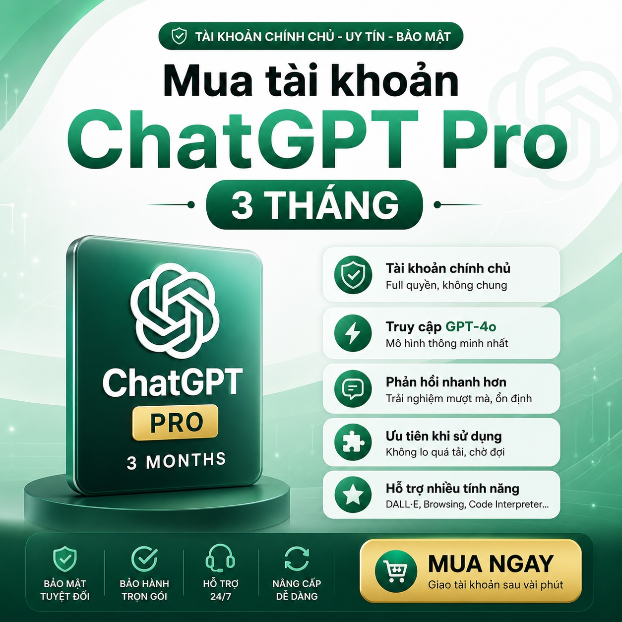 Mua tài khoản ChatGPT Pro 3 tháng