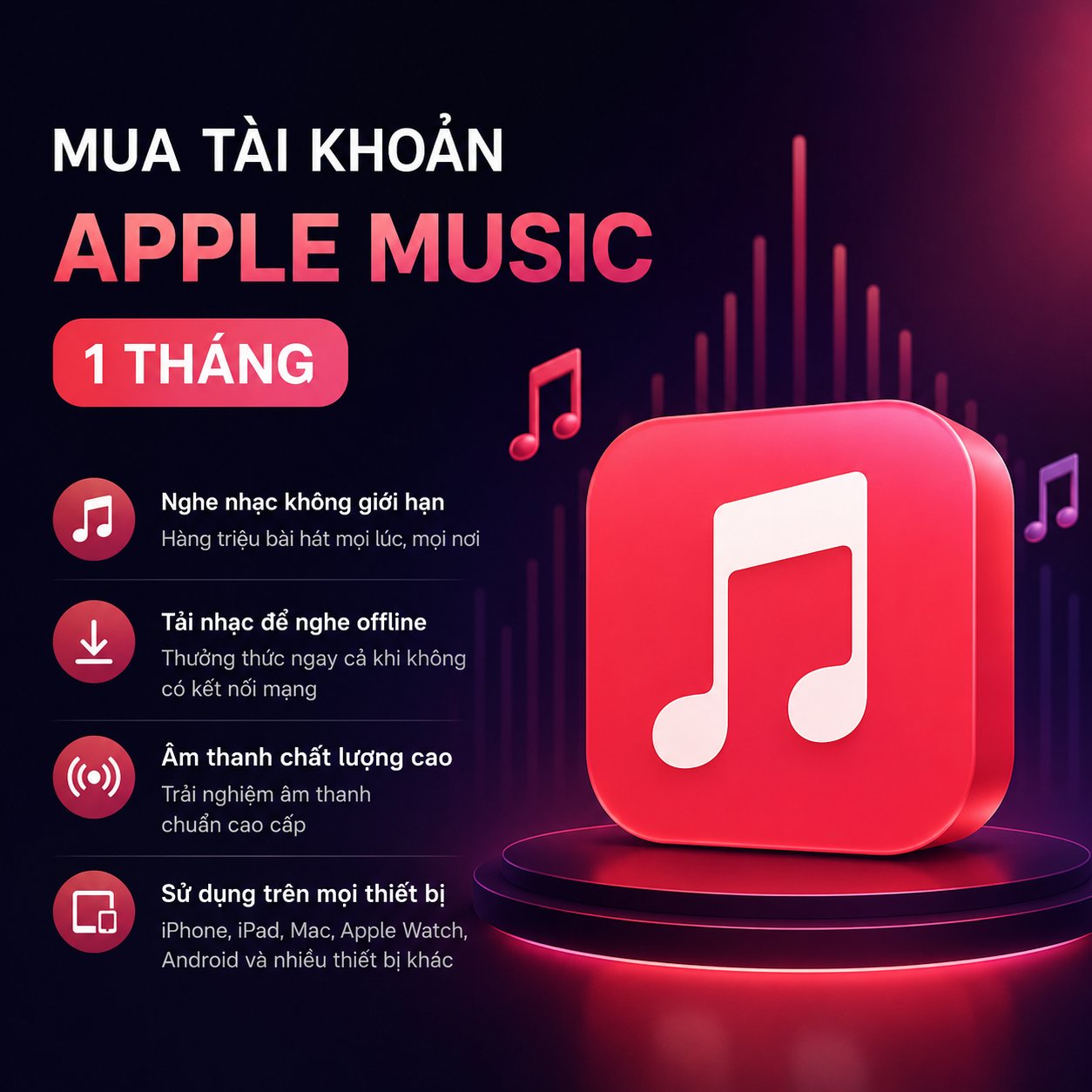 Mua tài khoản Apple Mucsic 1 tháng