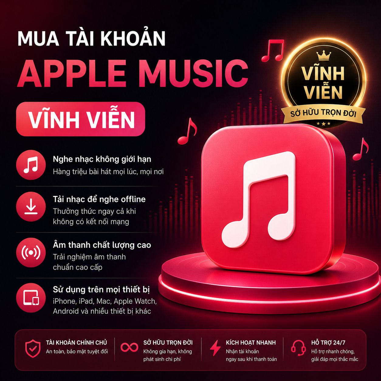 Mua tài khoản Apple Mucsic vĩnh viễn