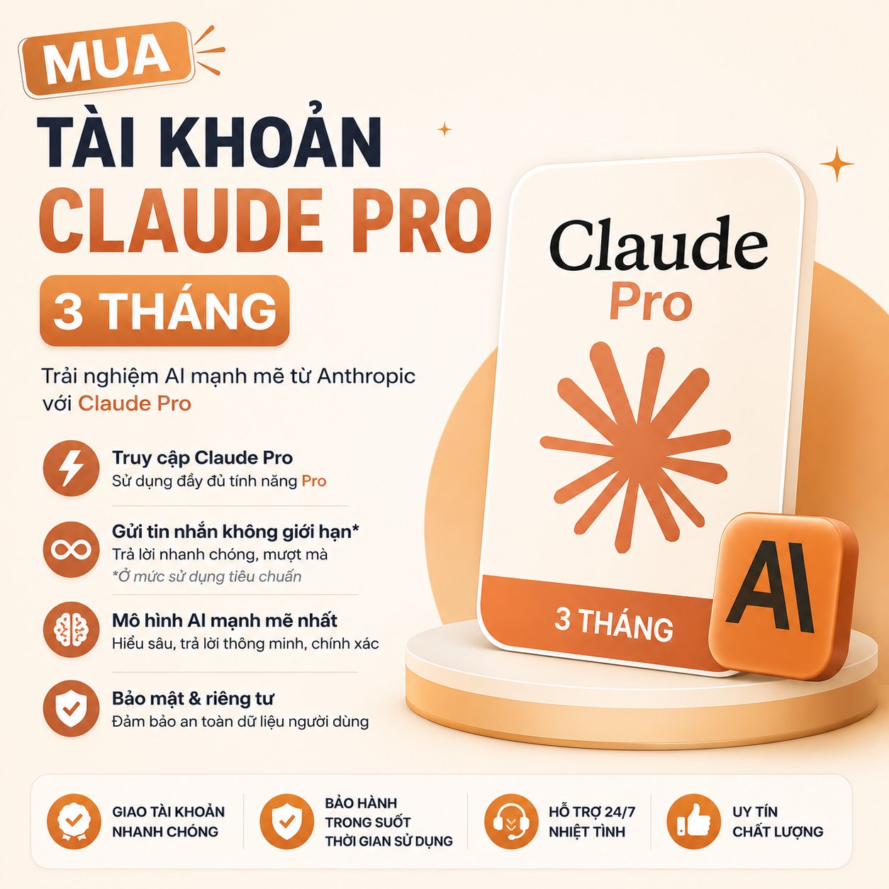 Mua tài khoản Claude Pro 3 tháng