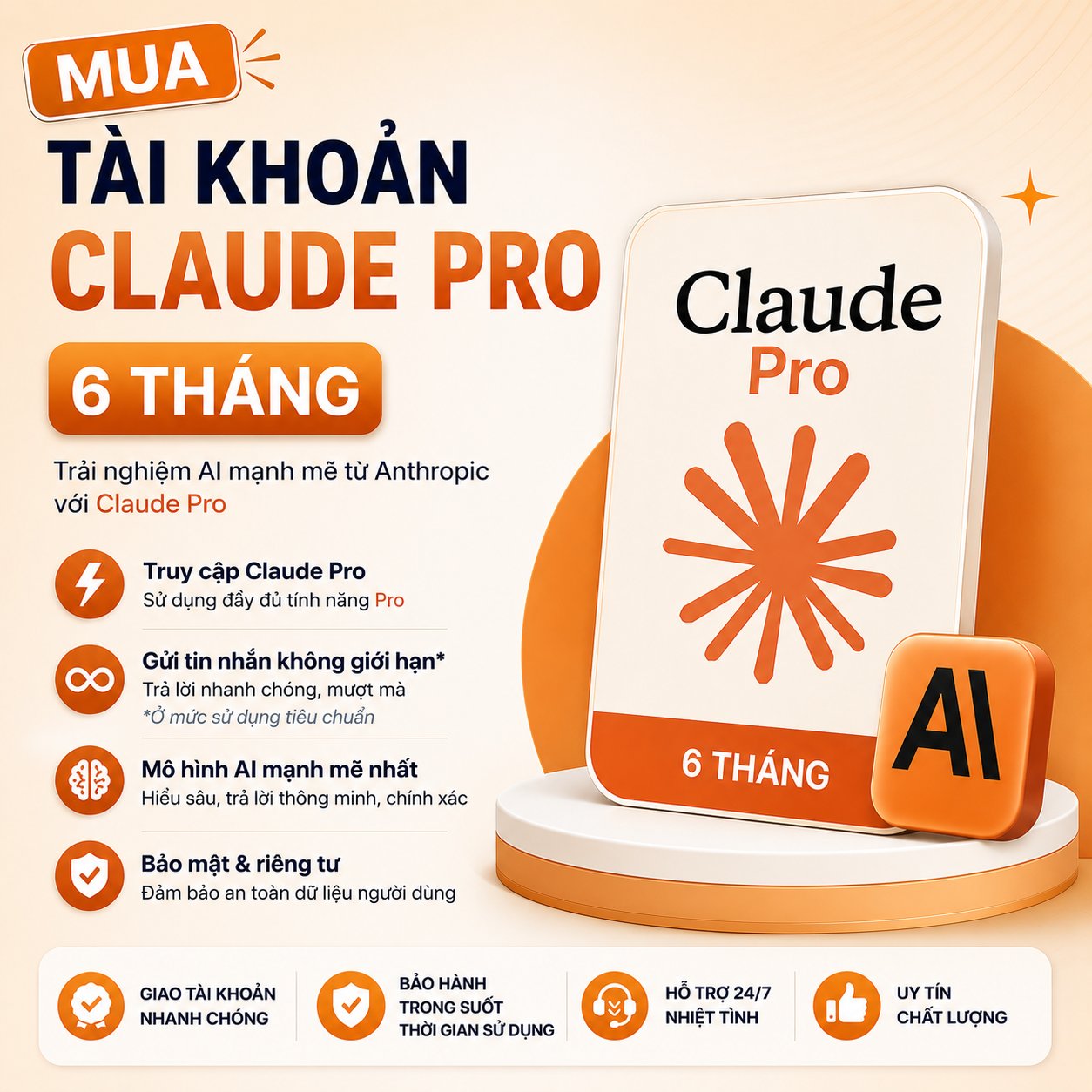 Mua tài khoản Claude Pro 6 tháng