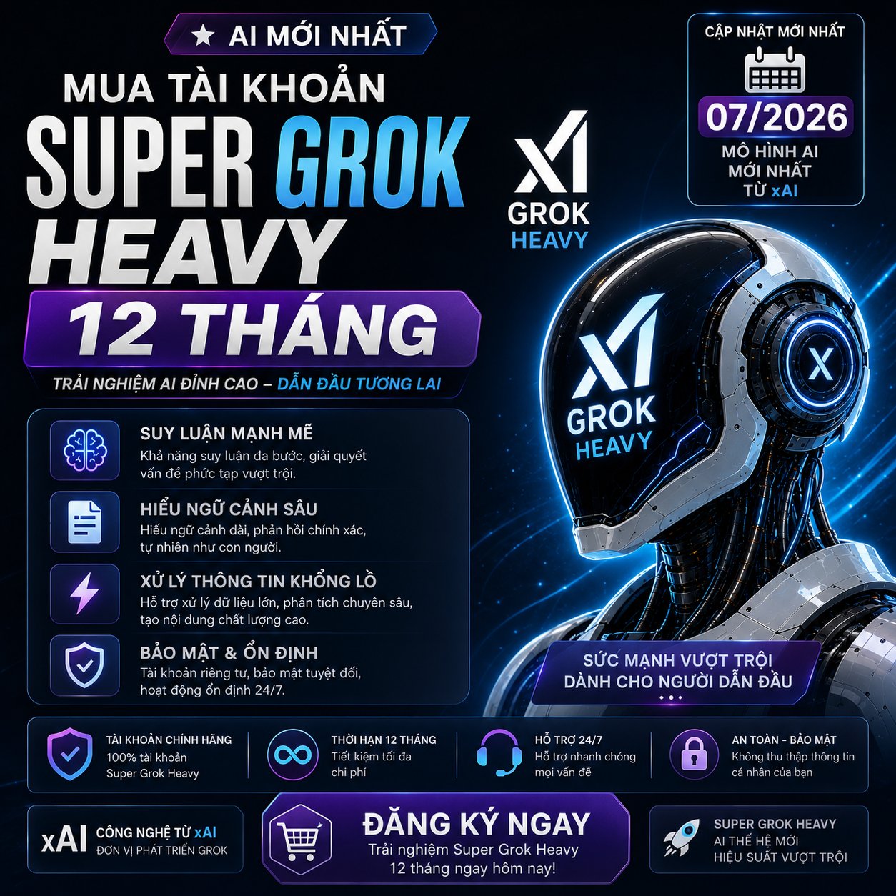 Mua tài khoản Super Grok Heavy 12 tháng