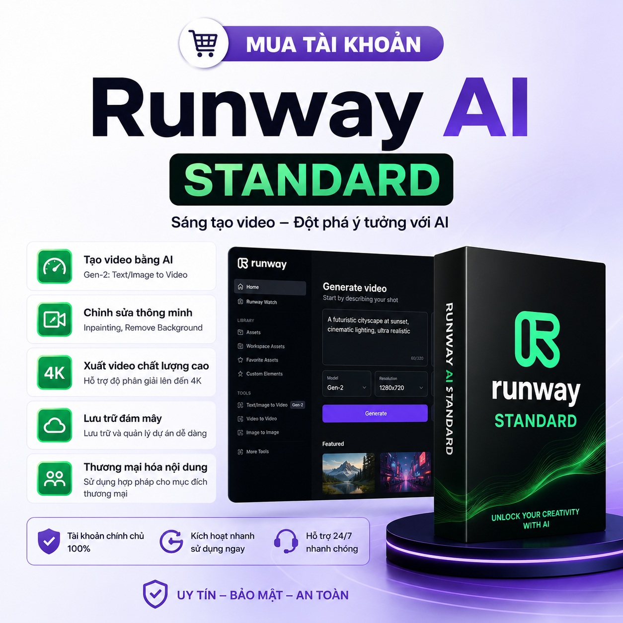 Mua tài khoản Runway AI Standard