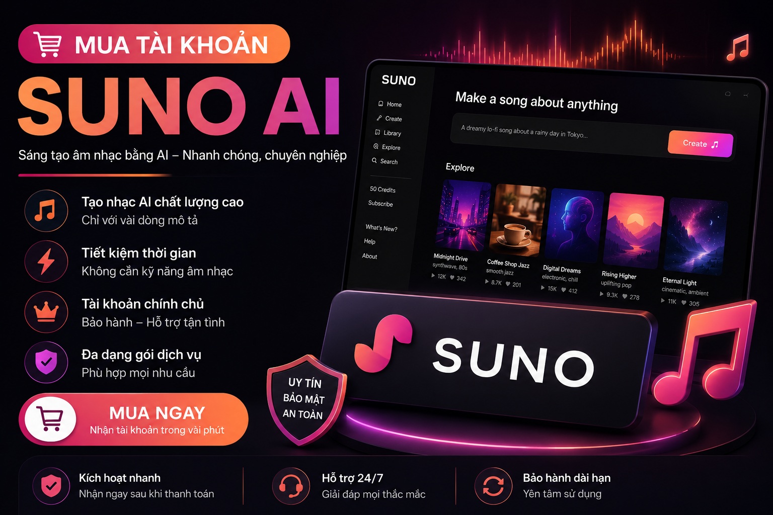 Mua tài khoản Suno AI